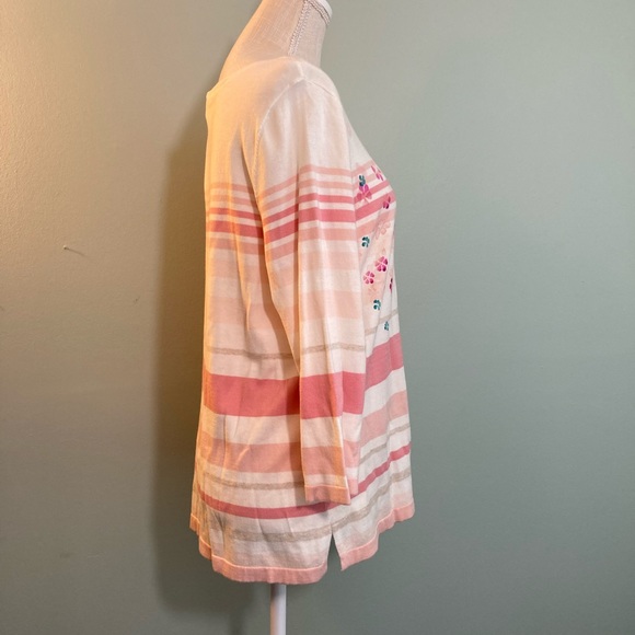 Talbots NWT
LP Cream / Pink Sweater w purple & teal flowers - Picture 3 of 8